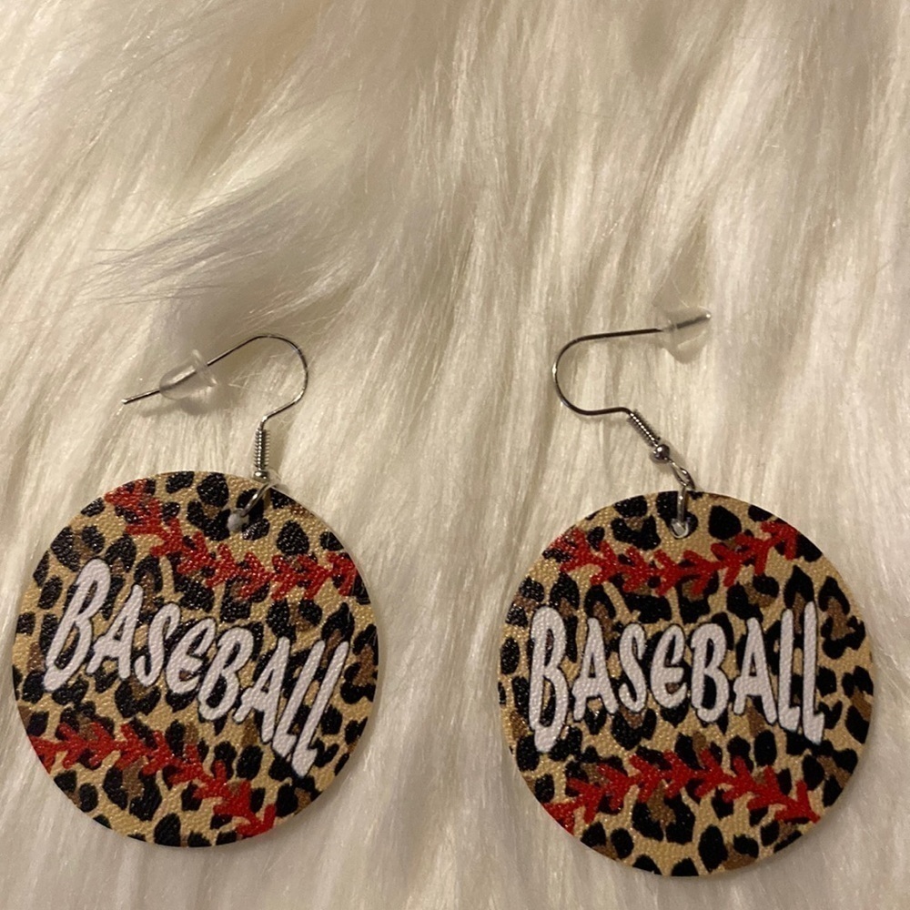 Baseball Leather Dangle Earrings (CS)